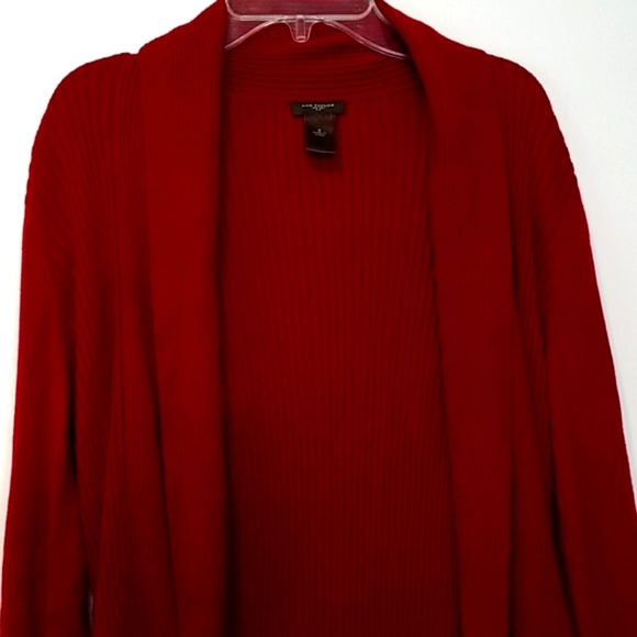 Ann Taylor burgundy open front cardigan sweater women's size S - Picture 2 of 6